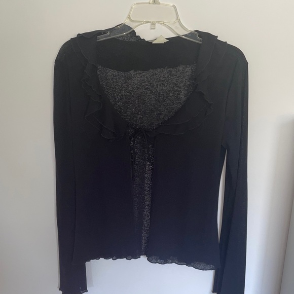 rave Tops - Black Tie Up Blouse